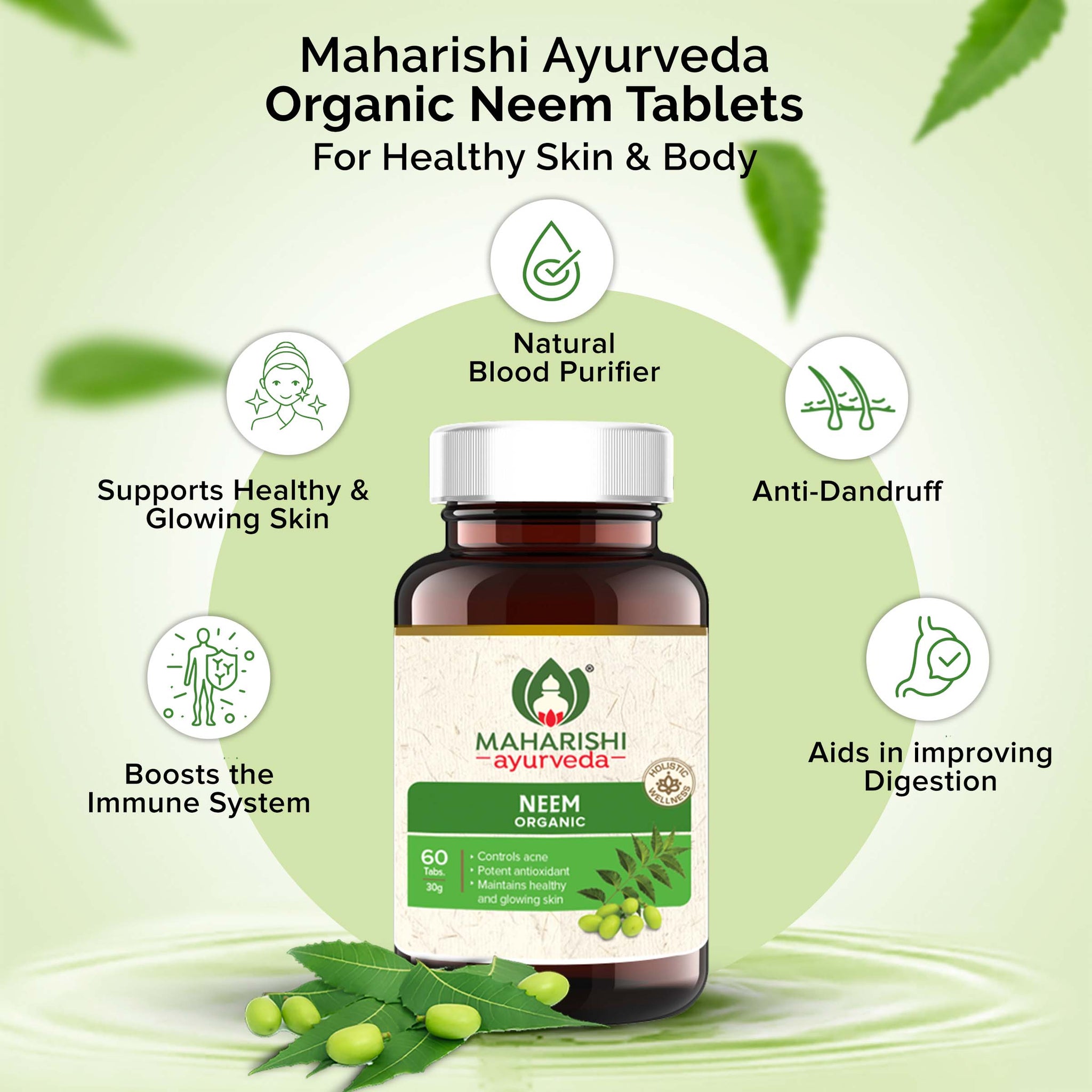 Organic Neem | Certified by ECOCERT | 60 Tablets Pack