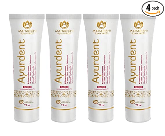 Maharishi Ayurveda Ayurdent Classic Toothpaste | Ayurvedic Tooth paste | SLS & Fluoride Free with Astringent, Antioxidant & Anti Bacterial | Whitens & Strengthens Teeth | Protects against Plaque, Tartar, Cavity, Tooth Decay & Bad Breath - Maharishi Ayurveda