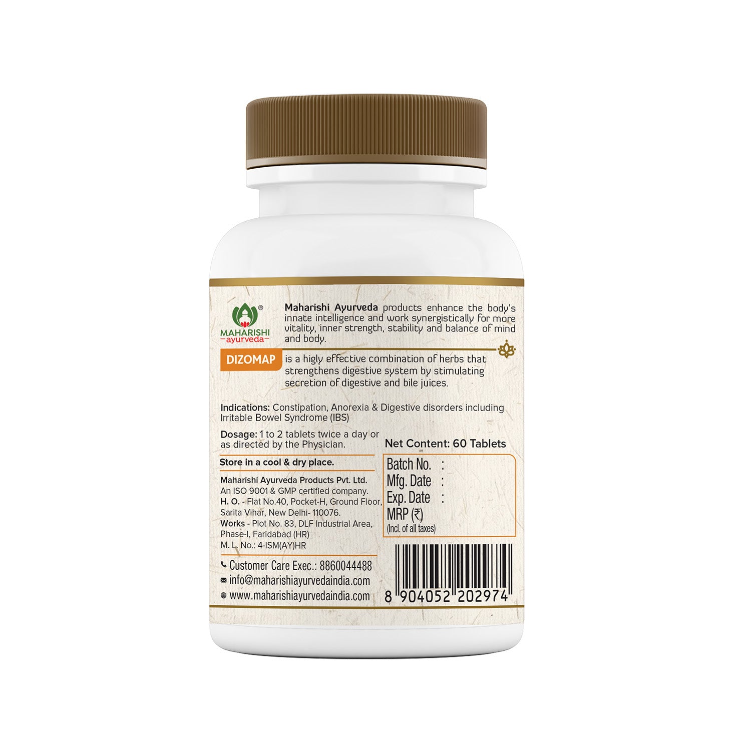 Dizomap - For Healthy Digestion I 60 tablets Pack - Maharishi Ayurveda