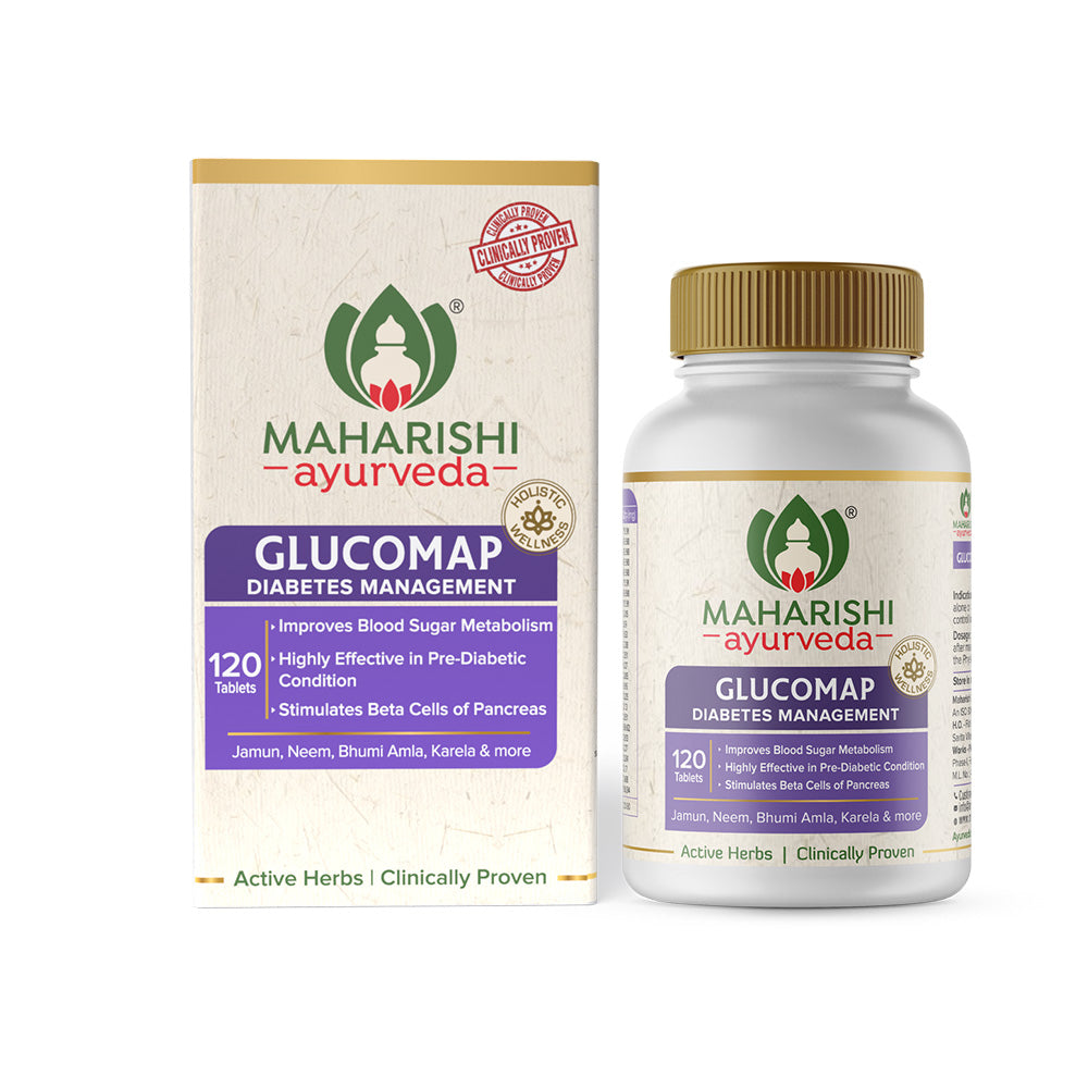 Glucomap | For Diabetes Control | Balances Blood Sugar Levels | Powerful Ayurvedic Formulation I Effective in Prediabetes | 60 tablets Pack - Maharishi Ayurveda