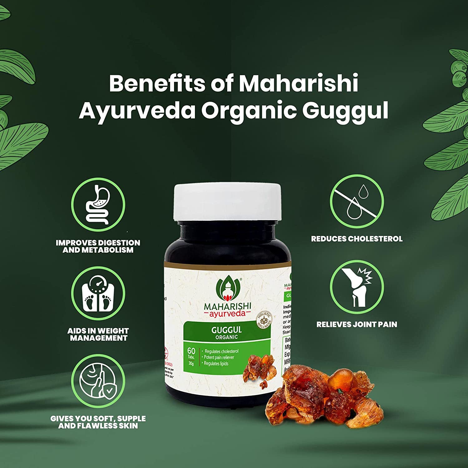 Organic Guggul | 60 Tablets Pack Each - Maharishi Ayurveda1