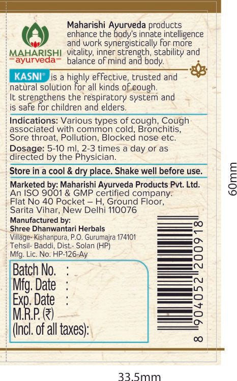 Kasni Cough Syrup (100ml) - Maharishi Ayurveda