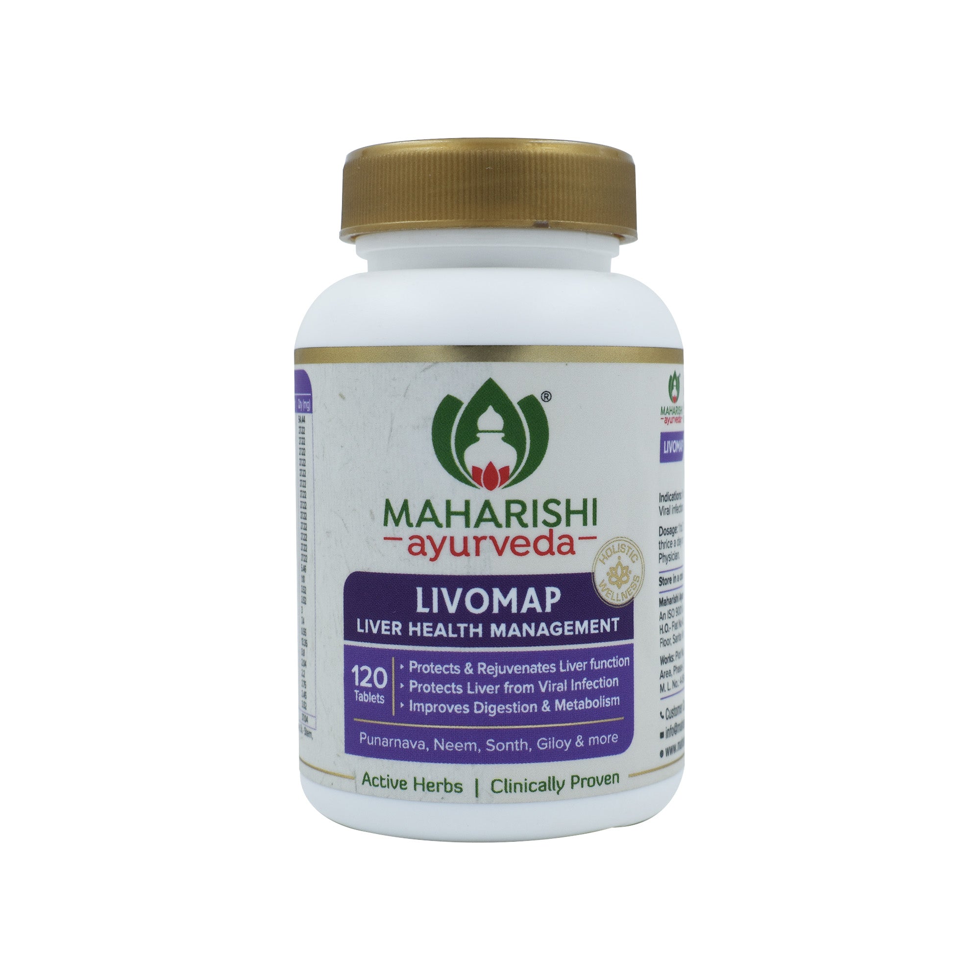 Maharishi Ayurveda Livomap Tablets for Liver Health Management | Rejuvenates Liver Functioning | Improves Digestion and Metabolism - 120 Tablets