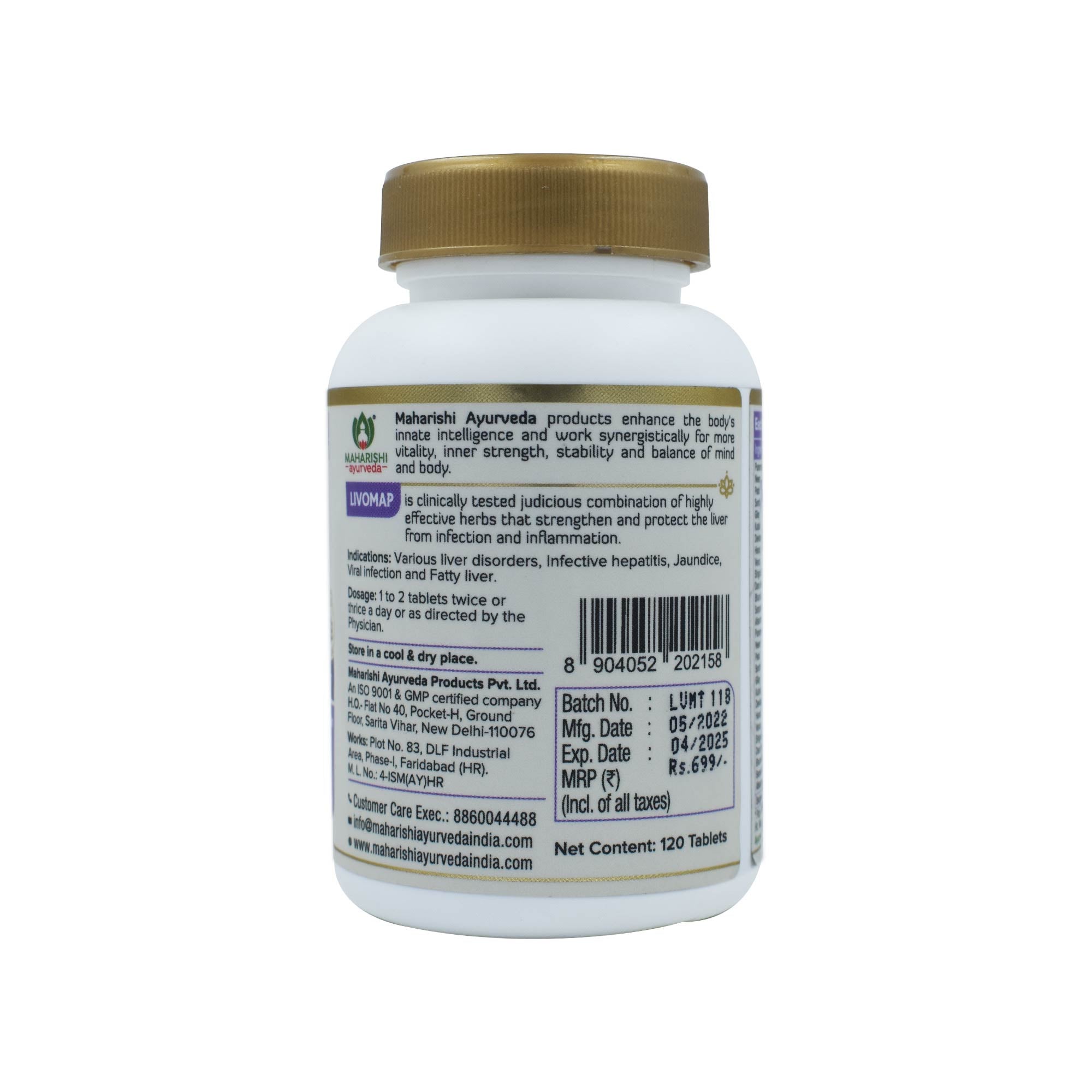 Maharishi Ayurveda Livomap Tablets for Liver Health Management | Rejuvenates Liver Functioning | Improves Digestion and Metabolism - 120 Tablets - Maharishi Ayurveda