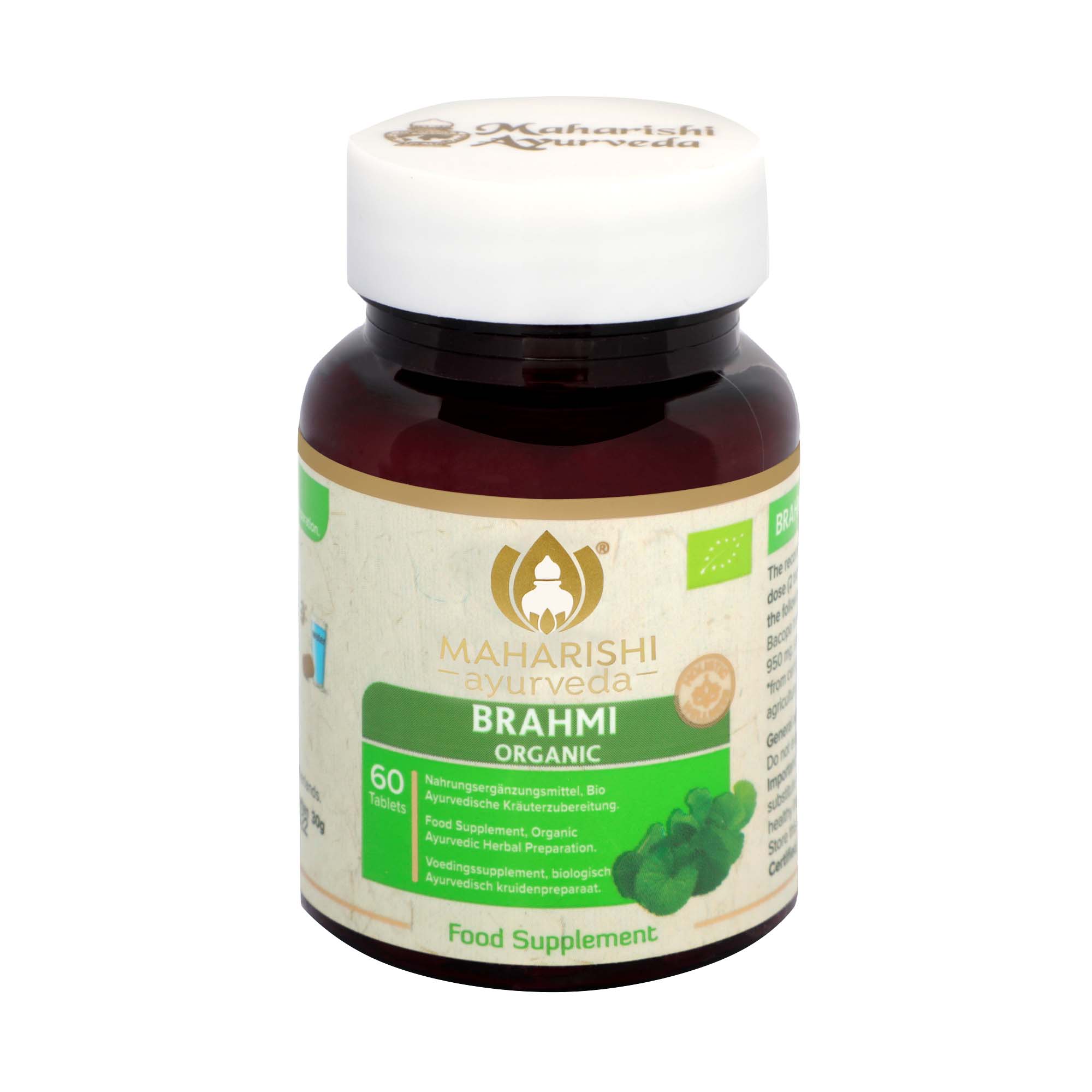 Organic Brahmi | Bacopa Monnieri Tablets | Certified by ECOCERT | Pure Brahmi Tablets | For Memory & Stress | 60 Tablets Pack