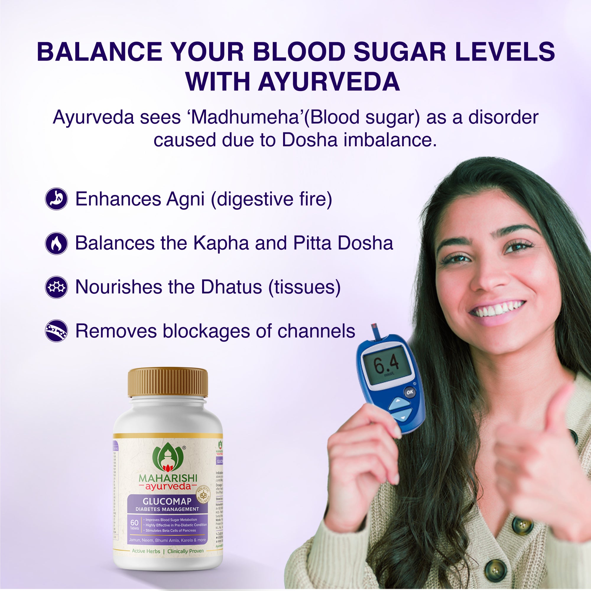 Glucomap | For Diabetes Control | Balances Blood Sugar Levels | Powerful Ayurvedic Formulation I Effective in Prediabetes |