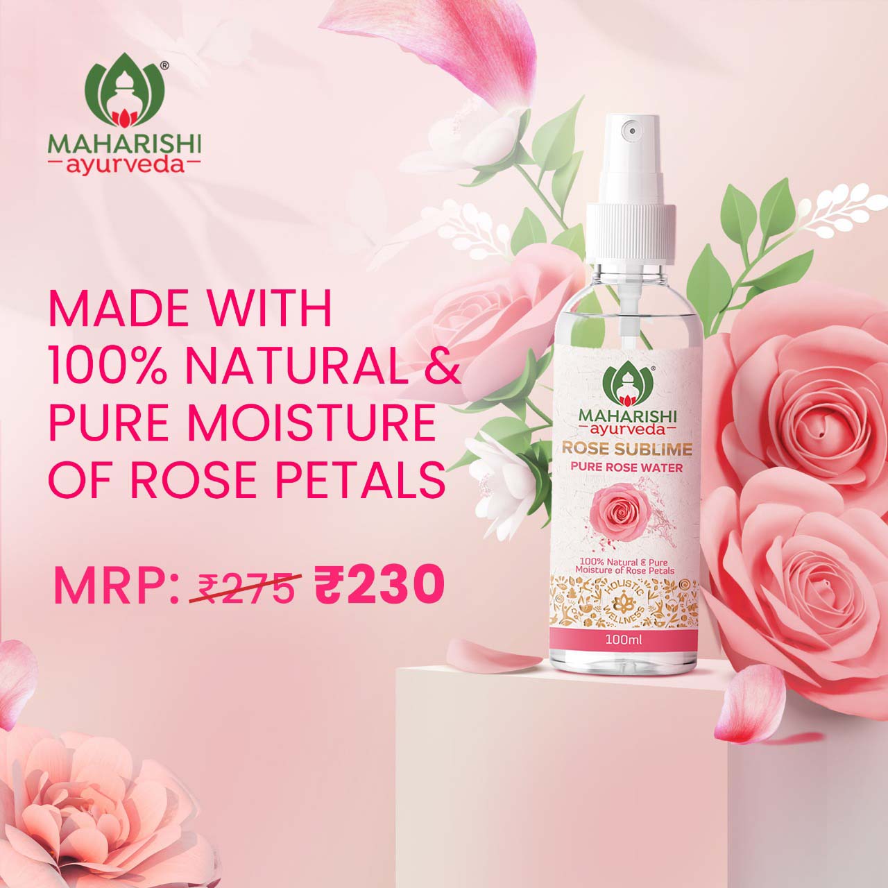 Pure Rose Water - Preserves Your Skin’s Natural Glow I 100 ml