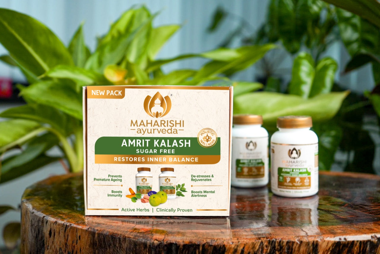 Maharishi Ayurveda Amrit Kalash Sugar Free | Super Rasayana for Perfect Health | Restores Innate Immunity | Helps Preserve Youthfulness | Helps Heart Health | Daily Health & Longevity | Ideal for Diabetics | 60 Nectar & 60 Ambrosia Tablets