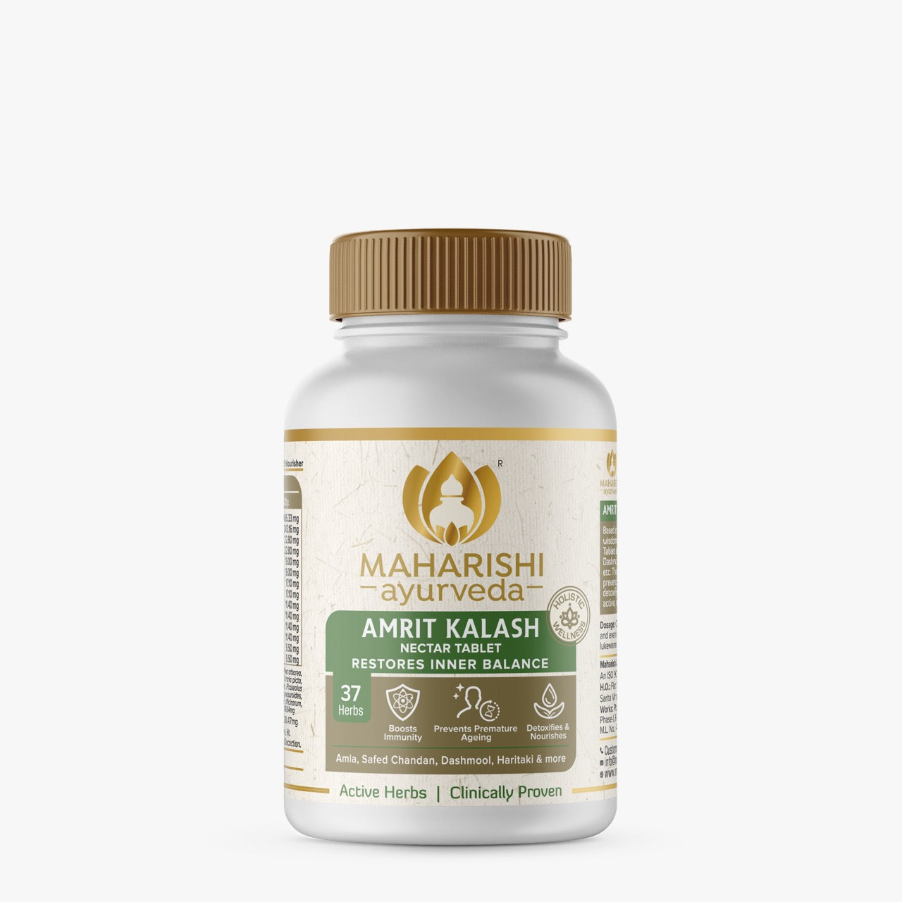 Maharishi Ayurveda Amrit Kalash Sugar Free | Super Rasayana for Perfect Health | Restores Innate Immunity | Helps Preserve Youthfulness | Helps Heart Health | Daily Health & Longevity | Ideal for Diabetics | 60 Nectar & 60 Ambrosia Tablets - Maharishi Ayurveda