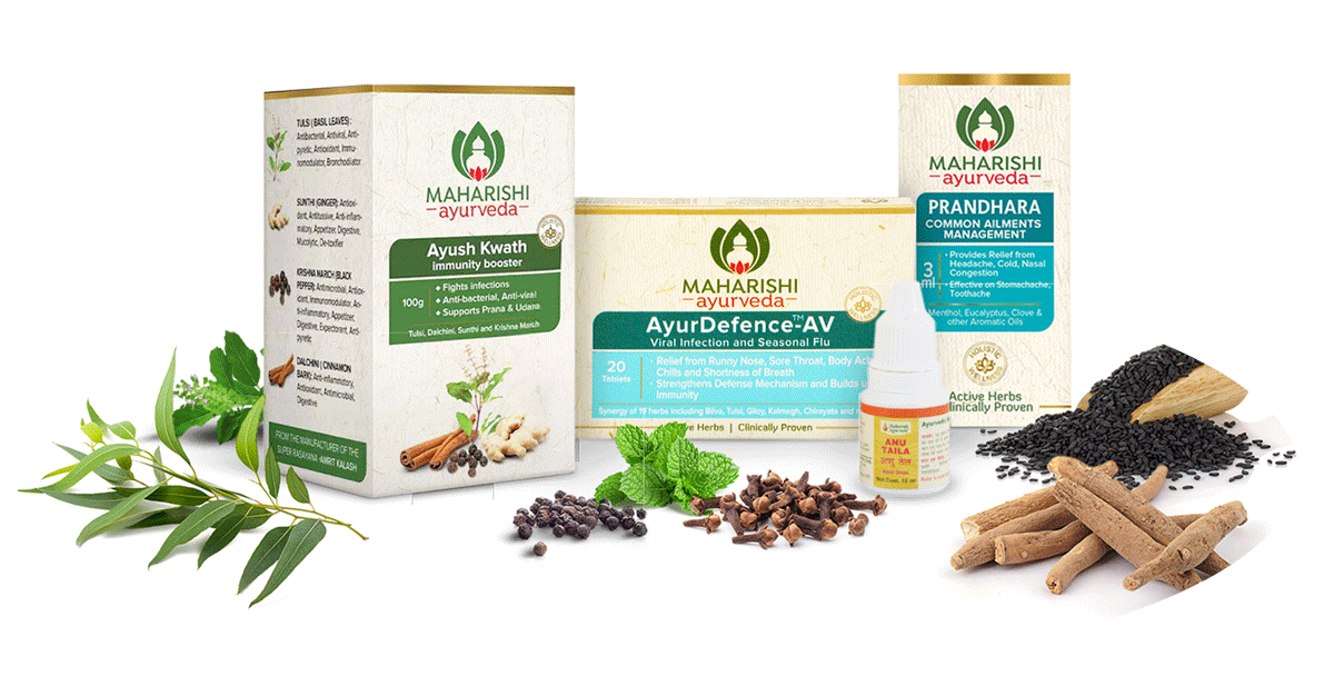 Ayur Defence Shield - Complete Protection Against Seasonal Infections & Flu (Ayush Kwath 100gms, Ayur Defence AV 20 Tabs, Anu Taila 10ml & Prandhara 3ml)