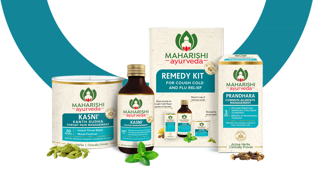 Remedy Kit for Cough, Cold & Flu (Kasni Syrup 50 ml, Prandhara 3ml & Kasni Kanth Sudha 30 Pastilles)